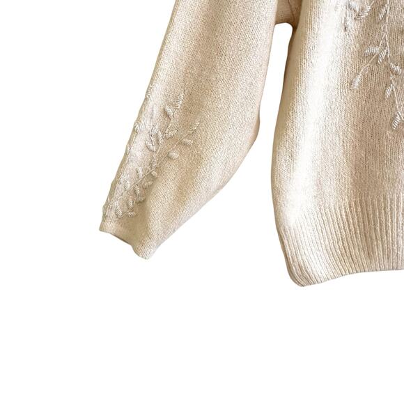 Vintage 90s Beaded Silk Angora Blend Sweater by Uno & Una - Picture 2 of 7